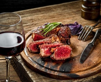 0rare steak with a glass of cabernet sauvignon2x