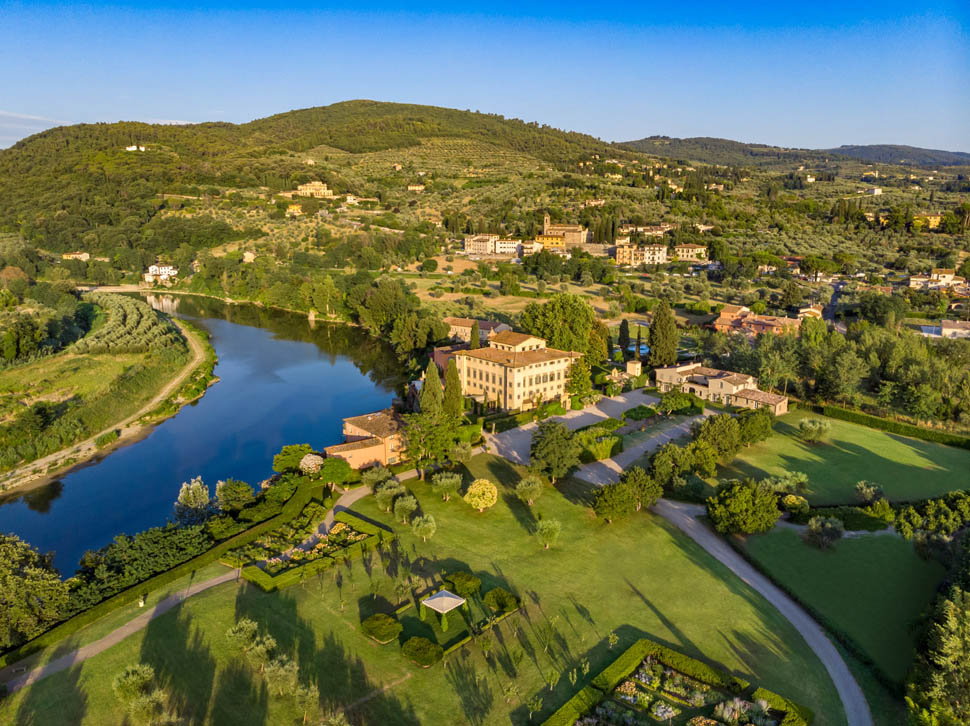 2 Villa La Massa General drone view at the sunset