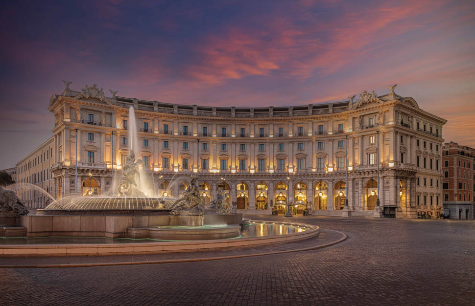 Anantara Palazzo Naiadi Rome Hotel Front Facade Hero Night