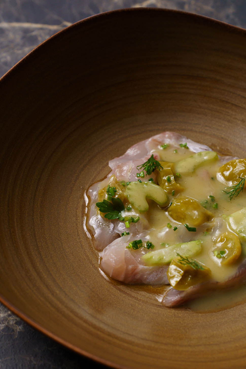 Ceviche di ombrina pomodoro verde sedano 2