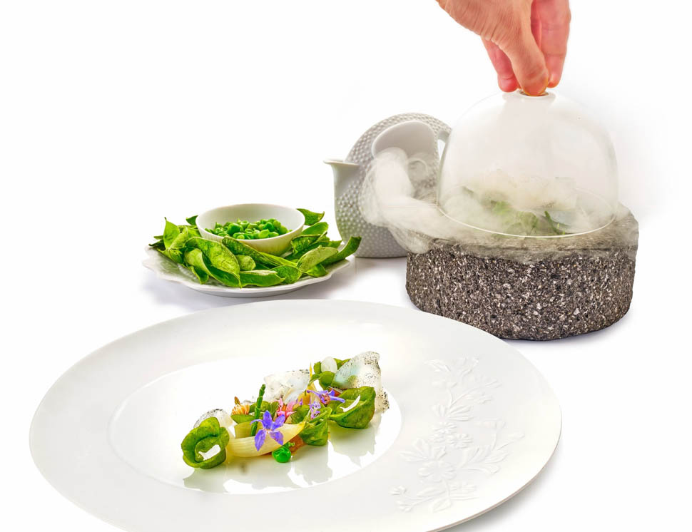 Heinz Beck Tortellini ripieni con genovese di piselli e carpaccio di calamari ai sentori di menta2