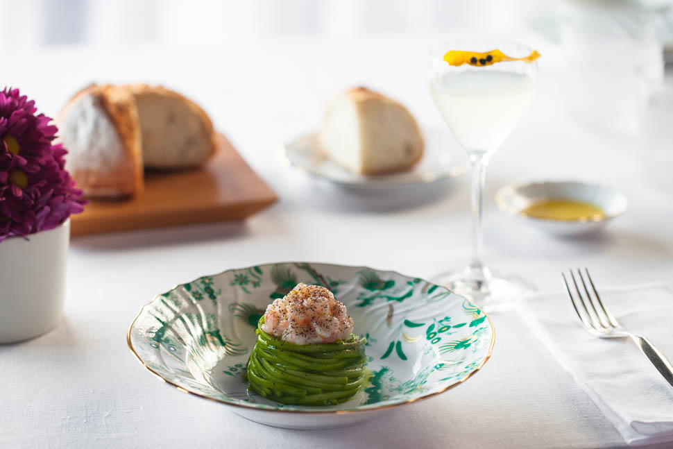 Linguine with garlic extra virgin olive oil chili and pink prawns 2