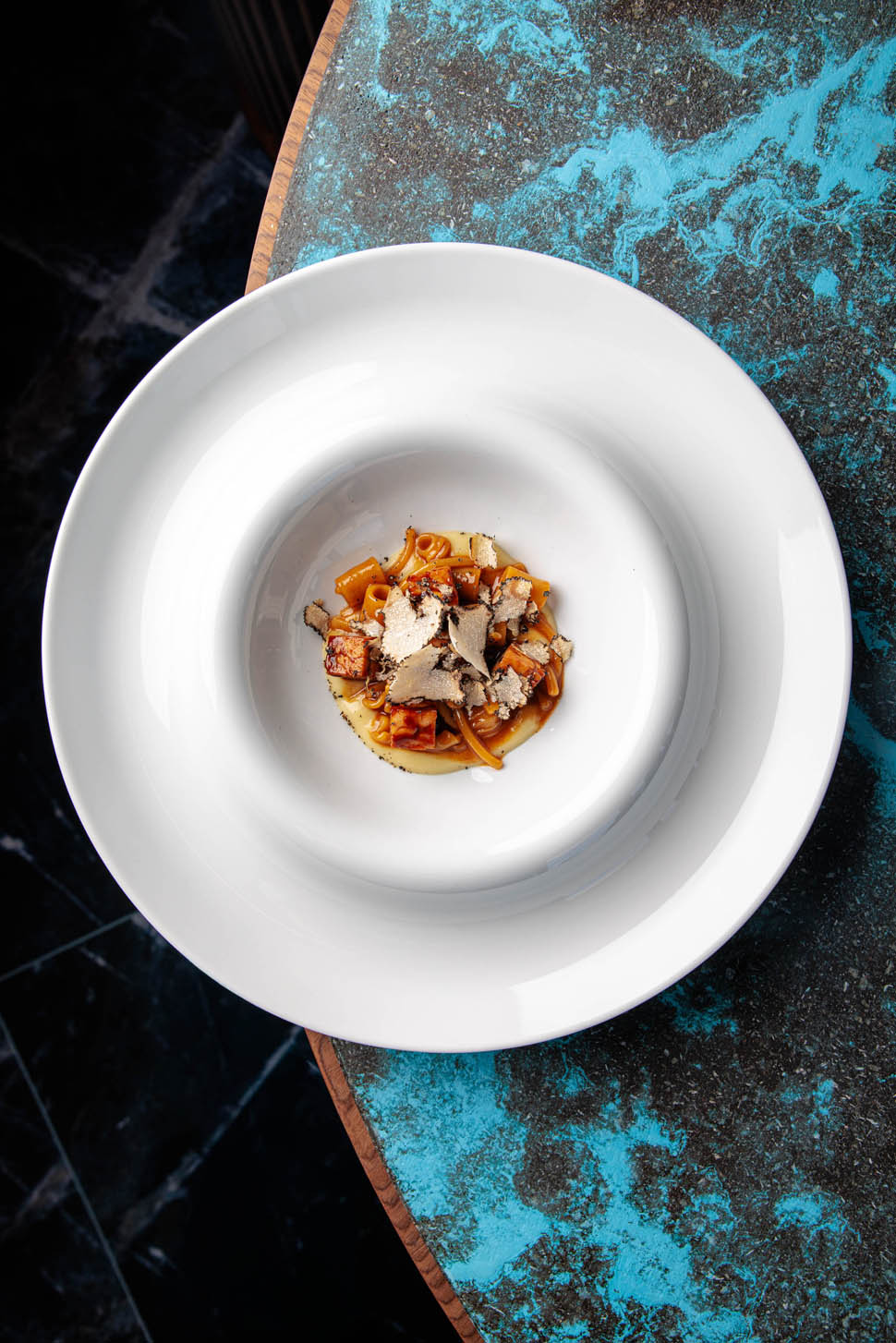 Riccardo Fazio minestra di pasta mista patata ratta animella di vitello e tartufo