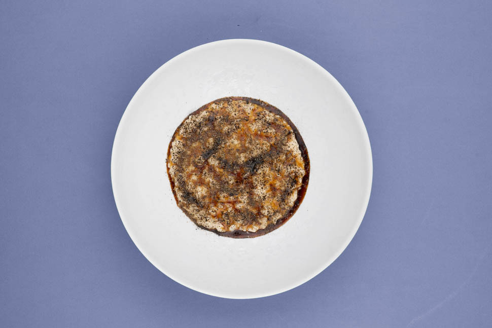 Risotto Riserva San Massimo latte di capra Casale Roccolo liquirizia cappero e soia ridotta