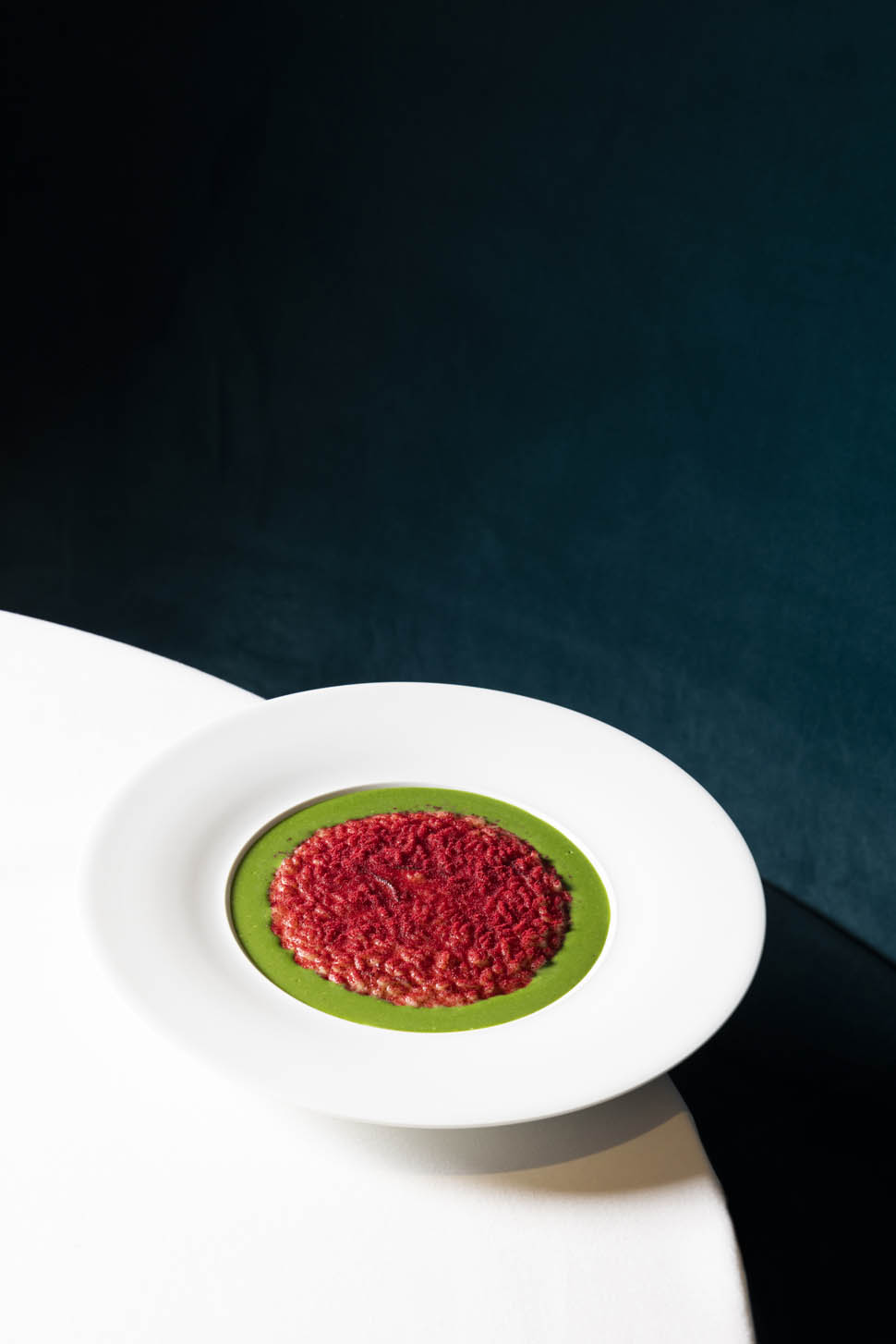 Risotto con lampone e crema di erbe 2