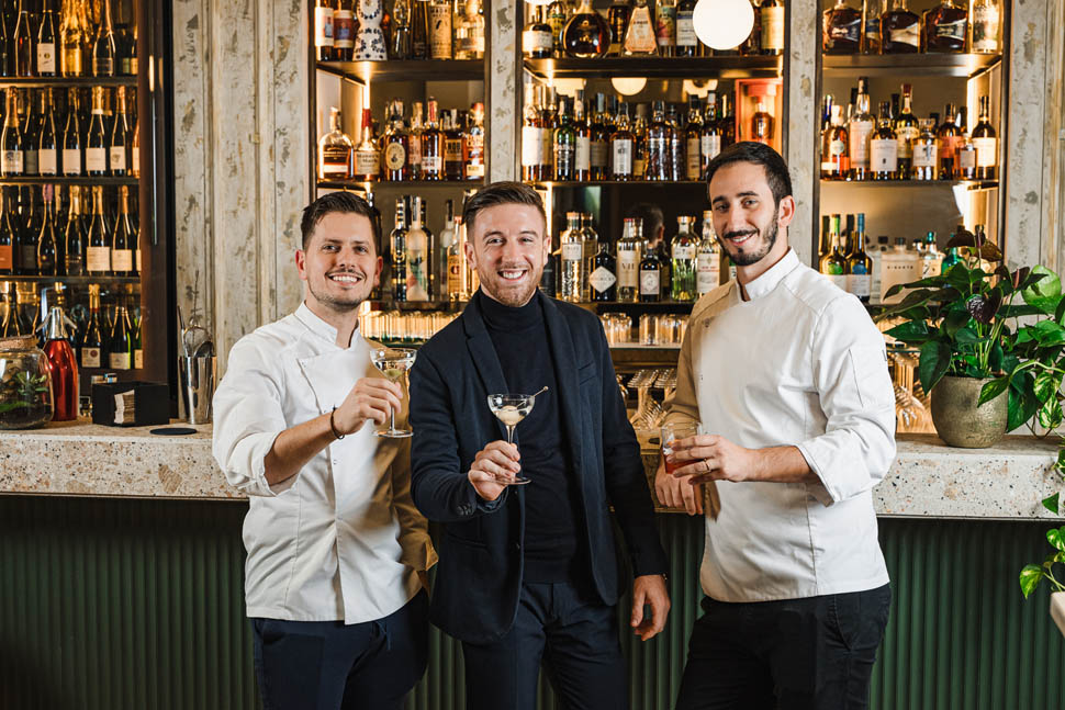 Soci proprietari Roberto Bonifazi chef Daniele Gizzi martire e sommeliere Francesco Brandini chef Tribuna Campitelli ph Marco Scichilone KZ36027 web