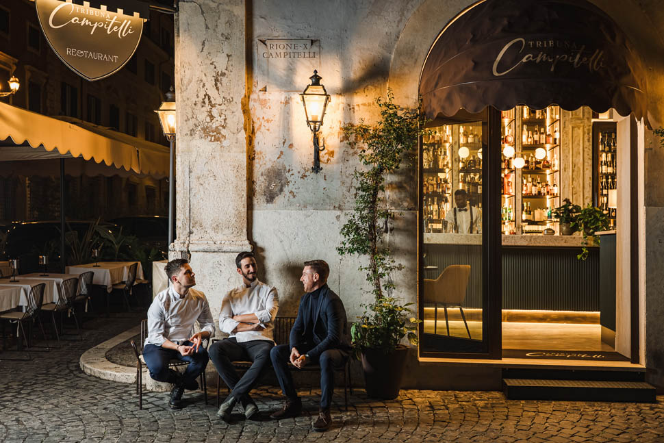 Soci proprietari Roberto Bonifazi chef Francesco Brandini chef e Daniele Gizzi maitre e sommelier Tribuna Campitelli ph Marco Scichilone KZ36088 web