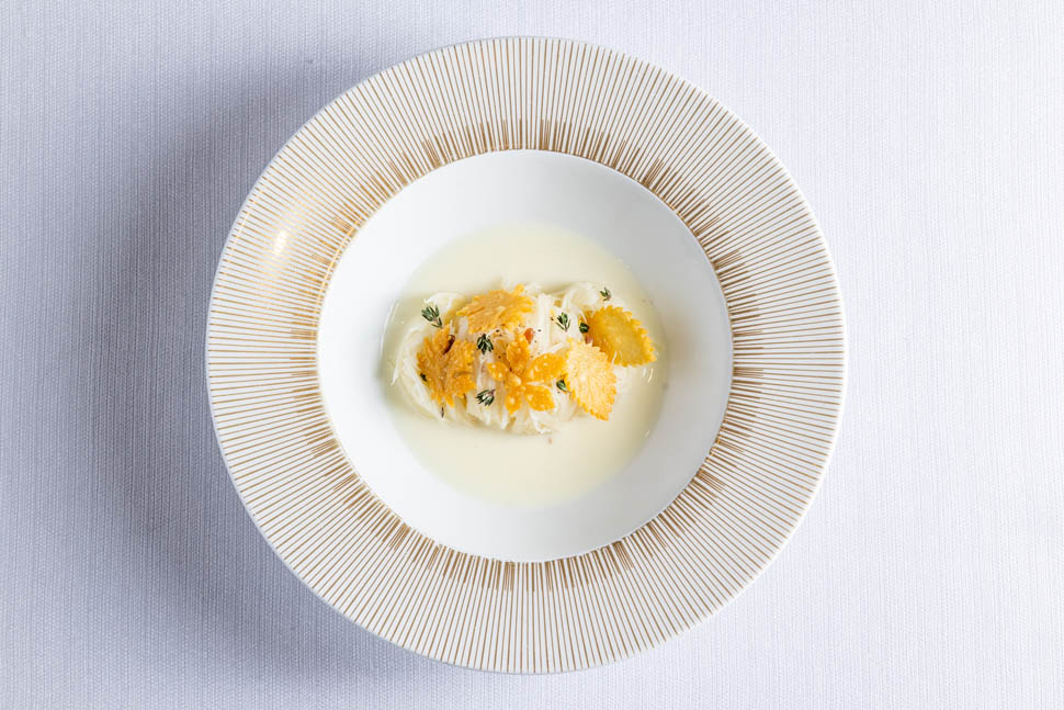 Tajarin di scorzanera brodo di fontina timo e topinambur4