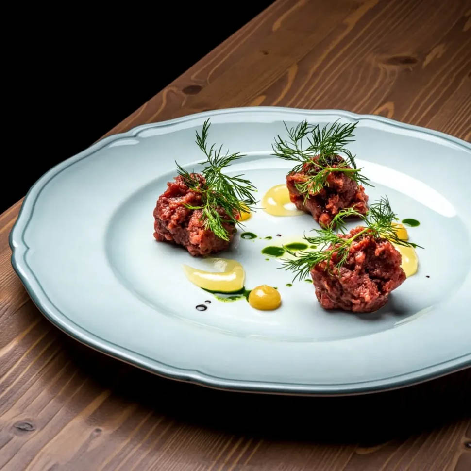 da gorini Battuta di Cervo miele di tarassaco bergamotto aneto e caffe La prima portata del percorso