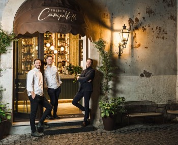 Soci proprietari Francesco Brandini chef Roberto Bonifazi chef e Daniele Gizzi martire e sommelier Tribuna Campitelli ph Marco Scichilone KZ36098 web