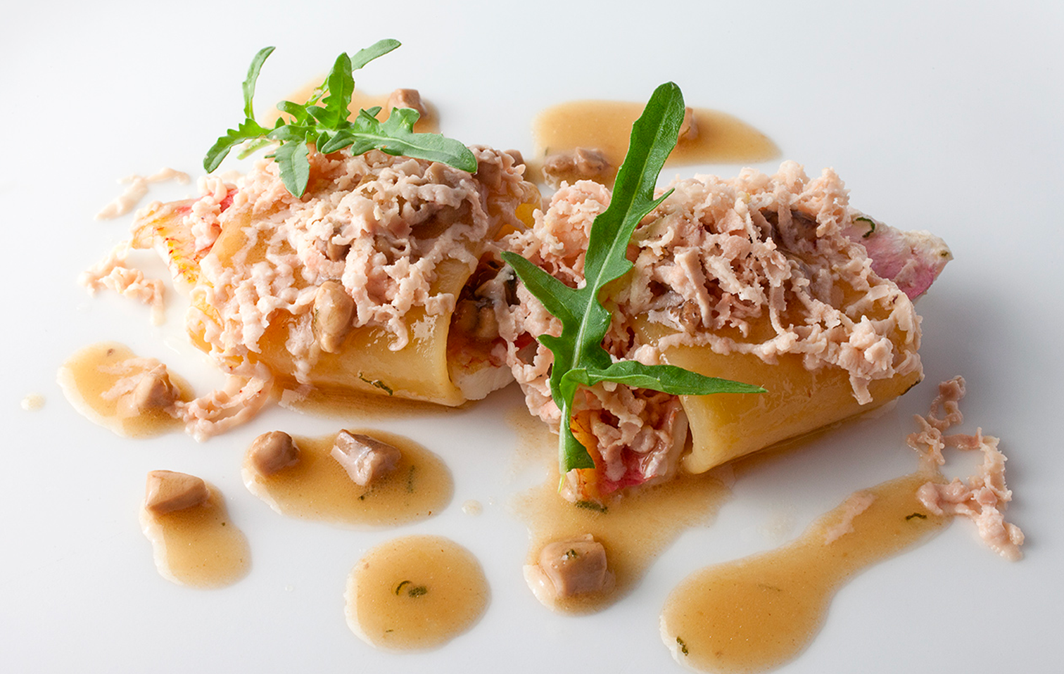 Mezze Maniche in White Butter Sauce, Cod Liver and Red Mullet | Mauro Uliassi | Chef Recipes | Repor