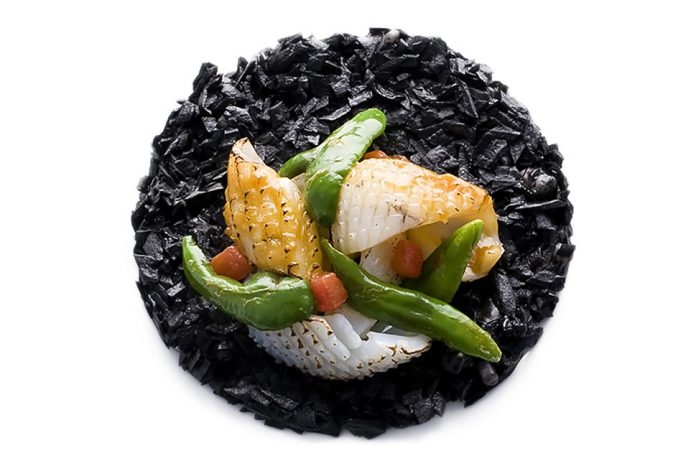 Creamy Potato Puree with Squid Ink, Concentrated Tomato and Green Chili | Gennaro Esposito | Chef Re