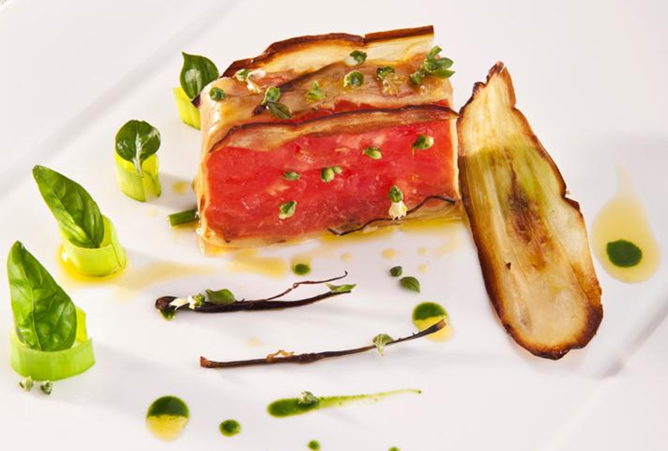 Tomato Compote, Eggplants, Basil, and Extra Virgin Olive Oil from Lake Garda | Nadia Santini | Chef 
