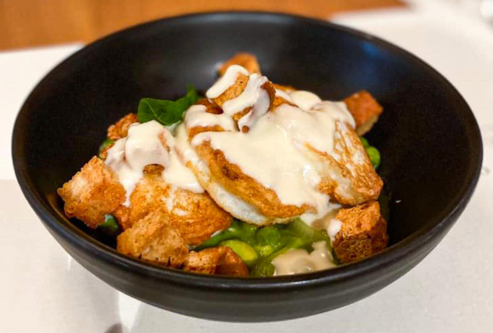 Poached egg, zucchini cream and Parmigiano Reggiano beignets | Federico della Vecchia | Chef Recipes