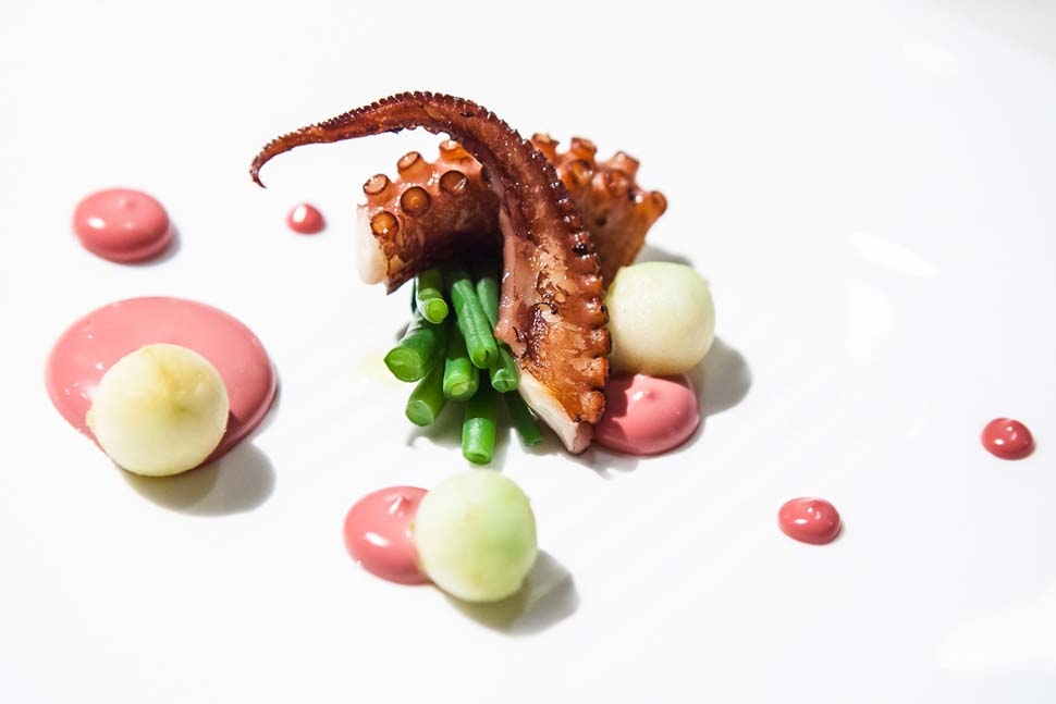 Octopus with mock pomegranate mayonnaise, apples and celeriac | Angelo Troiani | Chef Recipes | Repo
