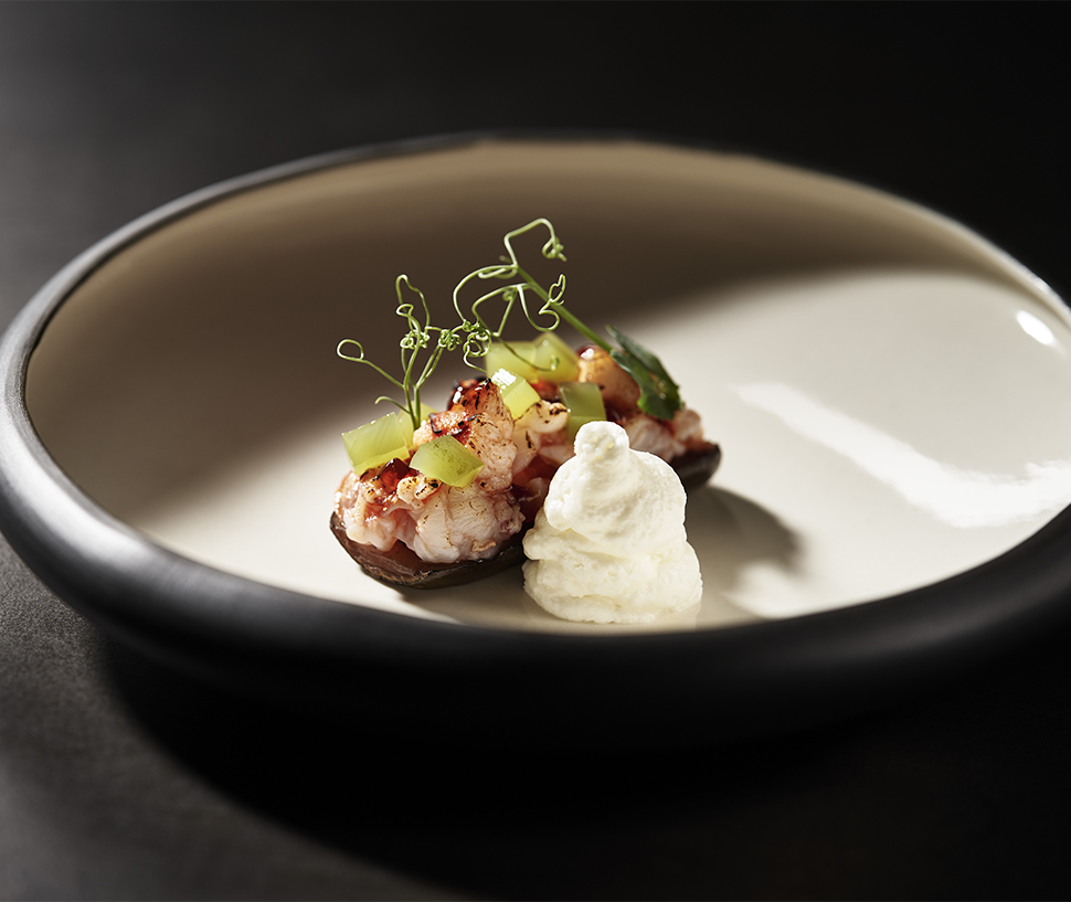 Blue lobster, goat stracchino cheese, soused zucchini and green apple | Chef Recipes | Reporter Gour