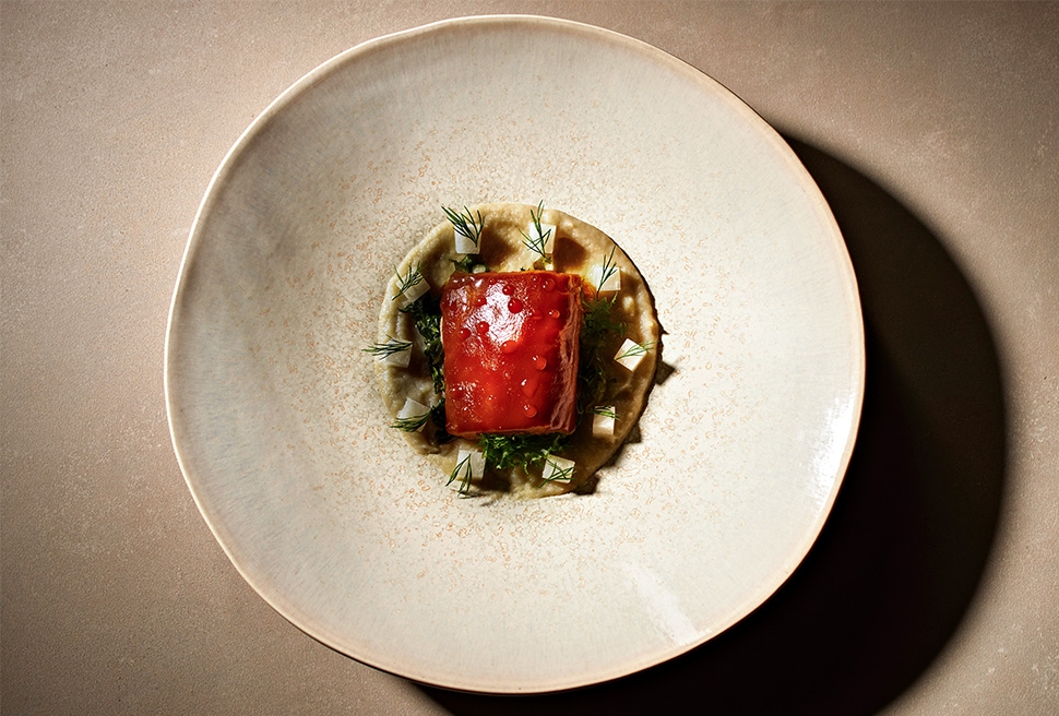 Alaska cod glazed with miso, Jerusalem artichoke, daikon, escarole | Chef Recipes | Reporter Gourmet