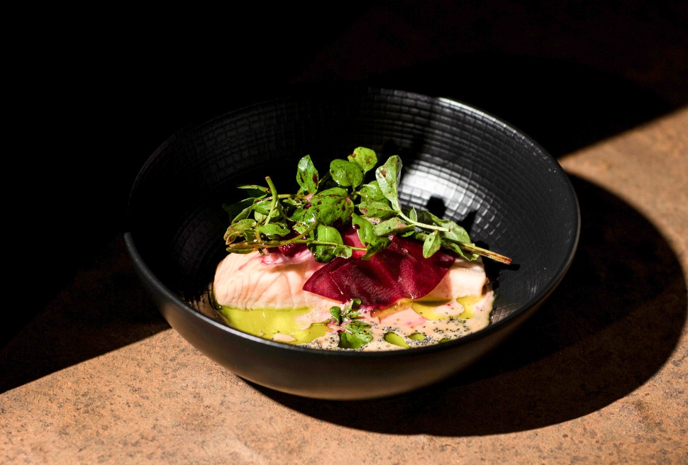 Trout, whey, beet | Ana Roš | Chef Recipes | Reporter Gourmet S.r.l.