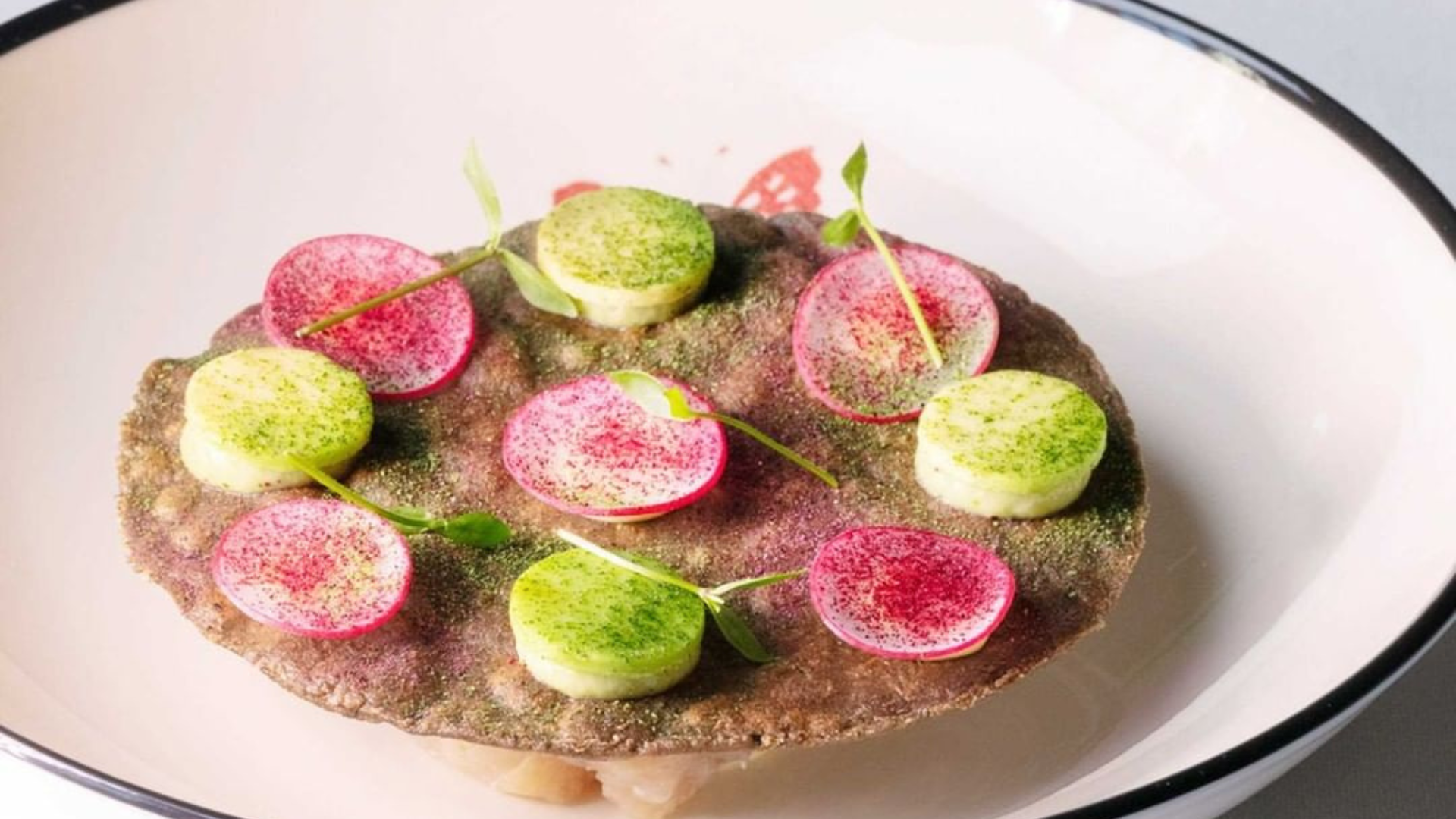 Purple corn tostada with Adriatic palamita, fragrant and citric | Karime Lopez | Chef Recipes | Repo