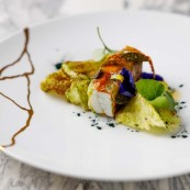 Alessandro Pietropaoli ROMBO in crepinette fiori di zucca verza fermentata e salsa alla mugnania 2