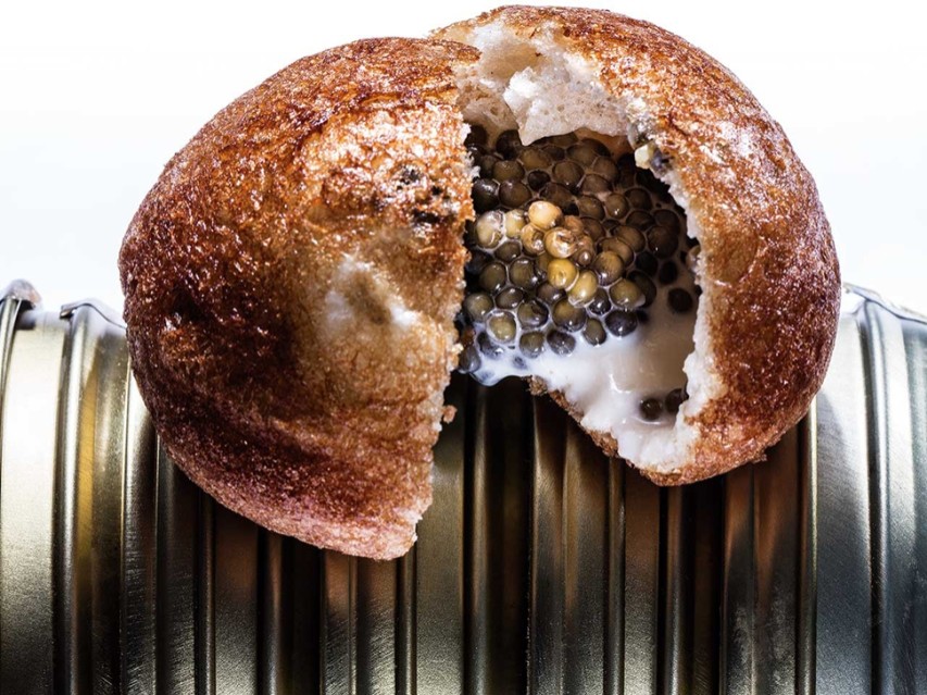 9 Oriol Castro Mateu Casanas and Eduard Xatruch Panchino filled with beluga caviarFrancesc Guillamet