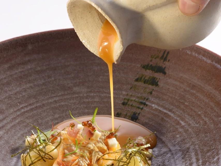 14 casagrande Red mullet in suquet with Vinum Acre pearls smoked sardine and celeric