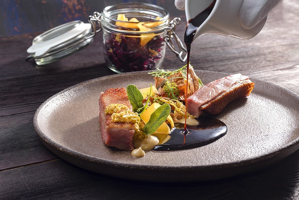 2 Marcin Popielarz lightly smoked duck breast with parsnip red cabbage