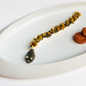 16 Michael Tusk Caviar snake with rooftop flowers and toasted brioche