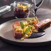 2 Marcin Popielarz lightly smoked duck breast with parsnip red cabbage