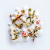 22 Michael Tusk asparagus smelt crawfish spring onion fiddlehead fern green strawberry copia
