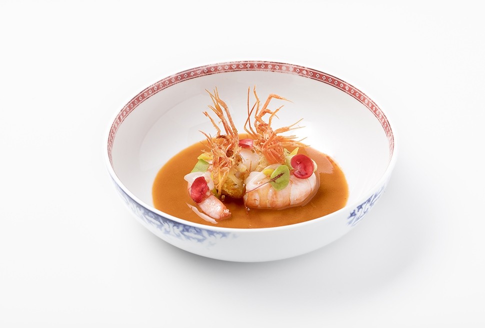 9 Mario Sandoval Gamba blanca con fritura andaluza de su cabeza y reduccion de Amontillado Ristorante Coque