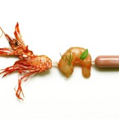 7 Ferran Adria pipeta de gamba en sashimi y su cabeza caramelizada foto Francesc Guillamet